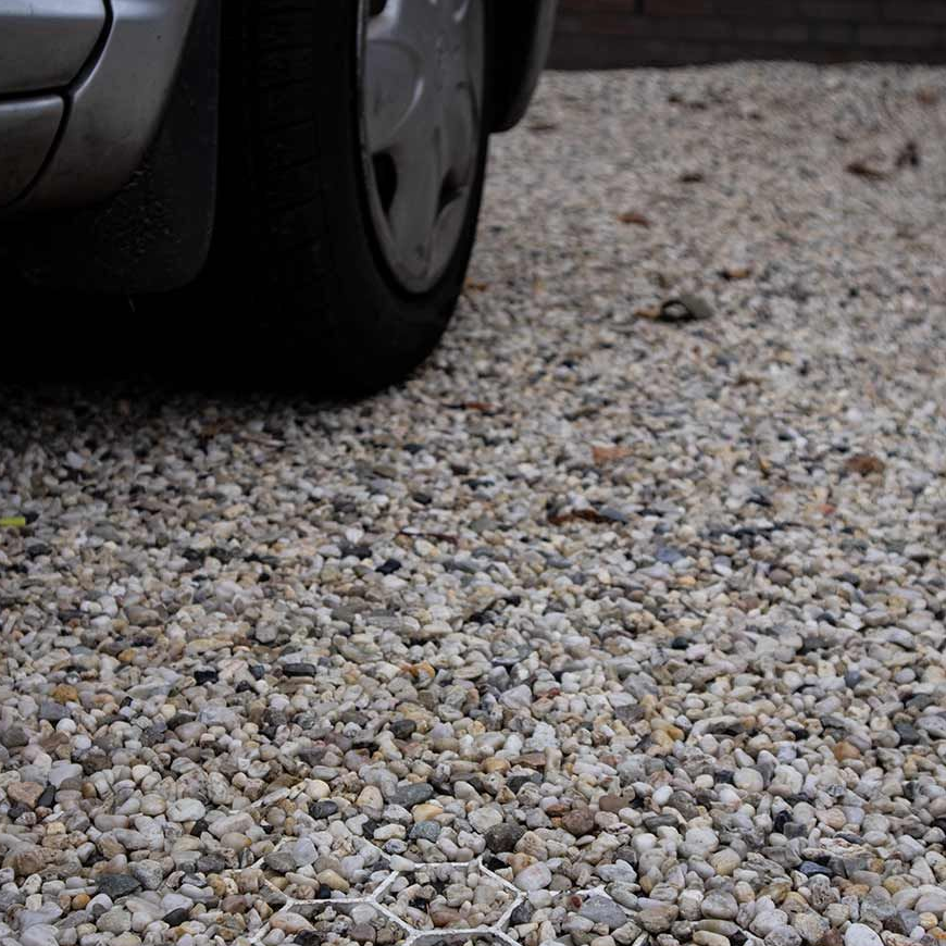 EuroGravel Kiesgitter PRO mit Unkrautvlies Weiß