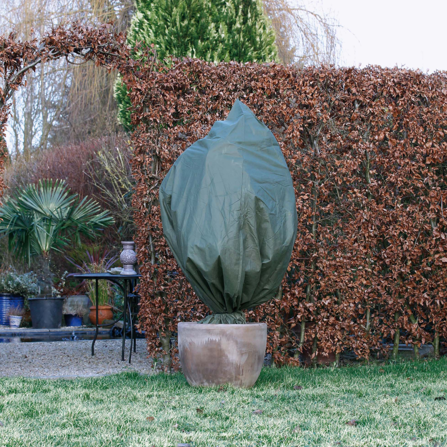 Wintervlies, Husse mit Zip, Saum & Zugband grün