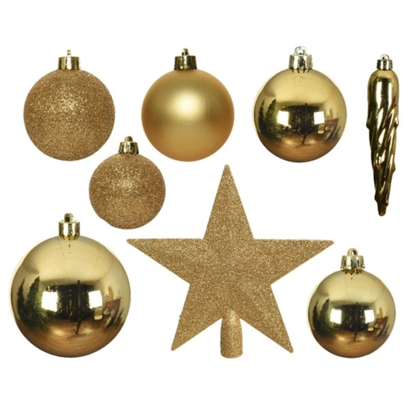 Unzerbrechlicher Christbaumschmuck Gold (33 Stück)