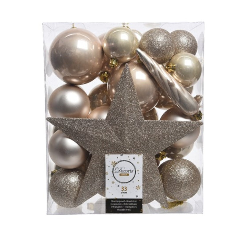 Unzerbrechlicher Christbaumschmuck Silber (33 Stück)
