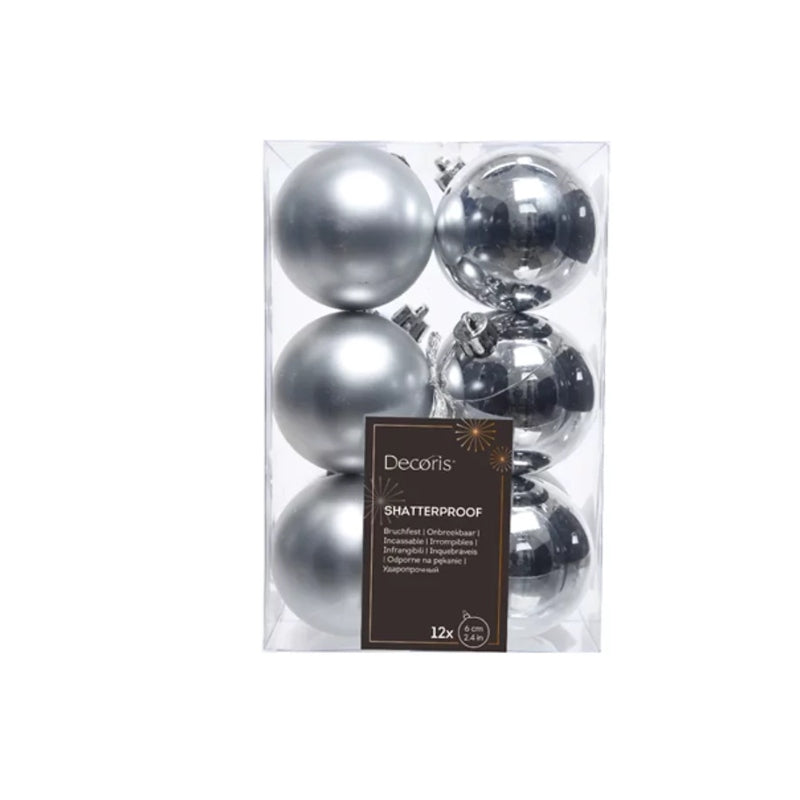 Weihnachtskugeln Silber (12 Stück)